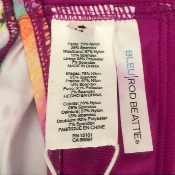 Bleu Rod Beattie NWT Multi Brushstroke Front Band Colorful Bikini Bottom Size 14 - Picture 14 of 16